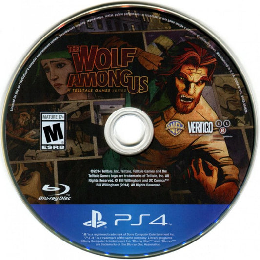 Wolf Among Us – PlayStation 4 (PS4) video game disc, episodic interactive adventure.