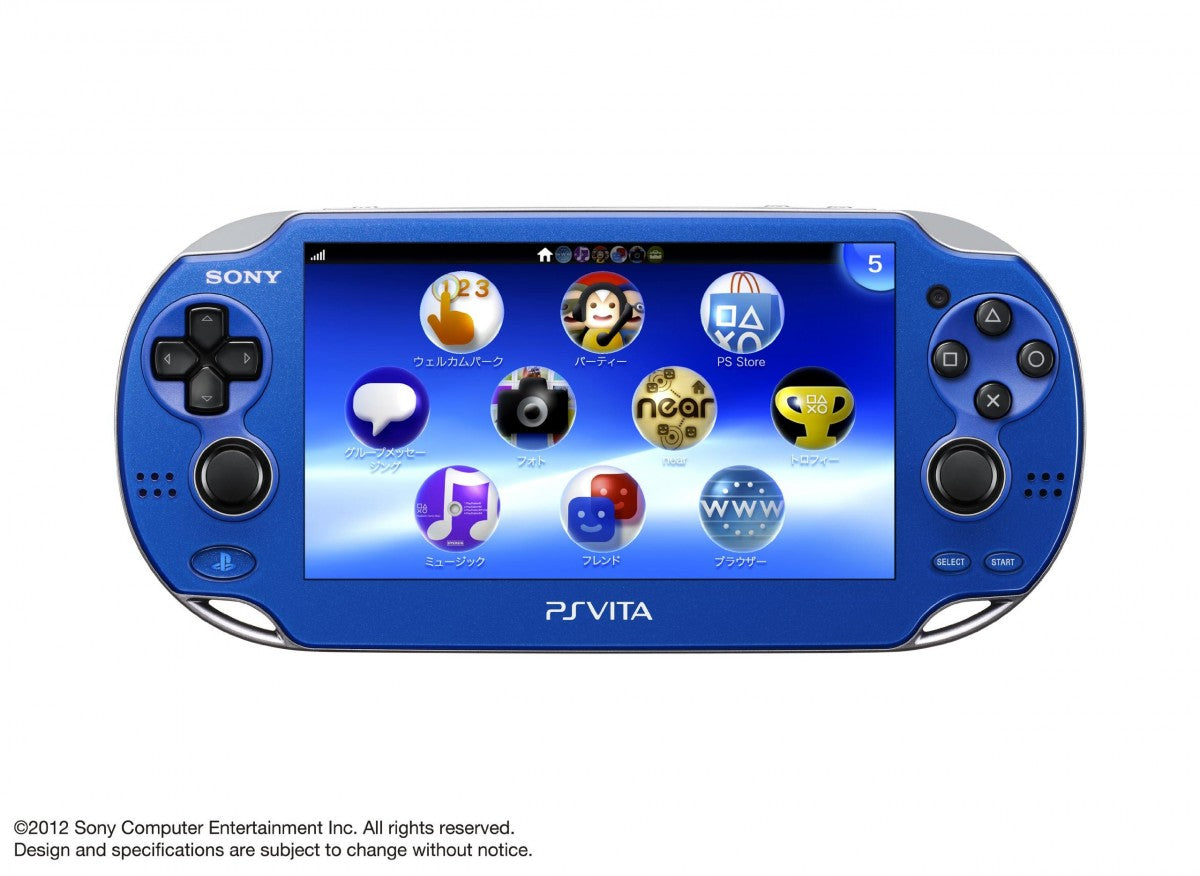 PlayStation Vita 1000 PS Vita 1000 JP Sapphire Blue Good Condition Sony handheld gaming console Japanese model OLED touchscreen display dual analog sticks rear touchpad portable gaming system Wi-Fi connectivity PlayStation Vita game compatibility vibrant sapphire blue design classic Sony handheld hardware retro gaming collection collectible gaming console appeal screen on