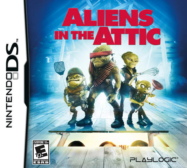 Aliens in the Attic cover art for Nintendo DS (DS) action adventure video game