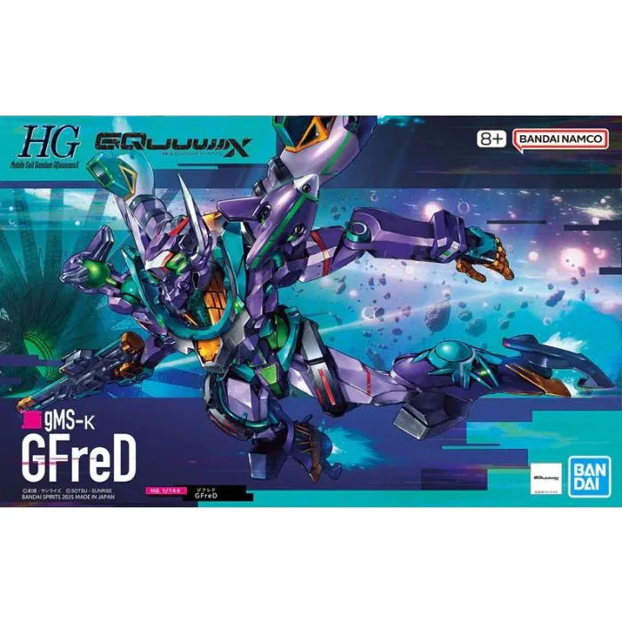 GMS-K GFreD Model Kit – Bandai Hobby plastic model kit from Gundam GQuuuuuuX series featuring the GFreD mobile suit with detailed sci-fi box art