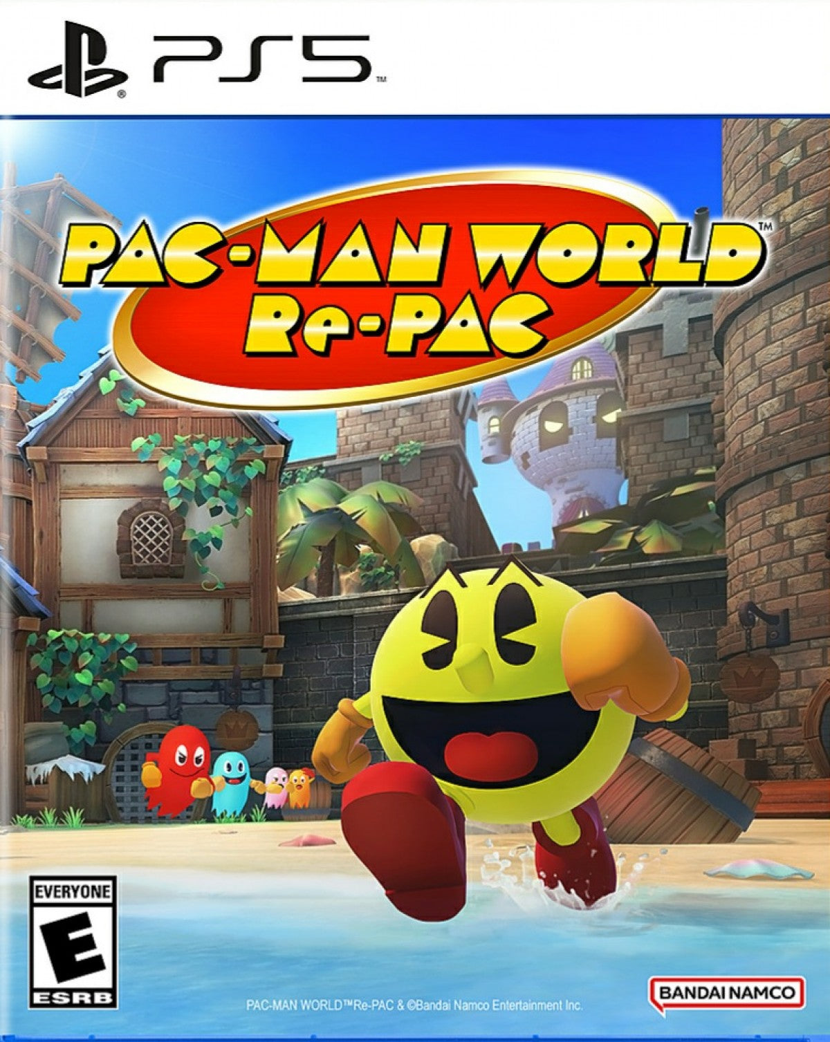 Pac-Man World Re-Pac PS5 game featuring classic 3D platforming gameplay, colorful environments, and modern remastered visuals for PlayStation 5 front cover 