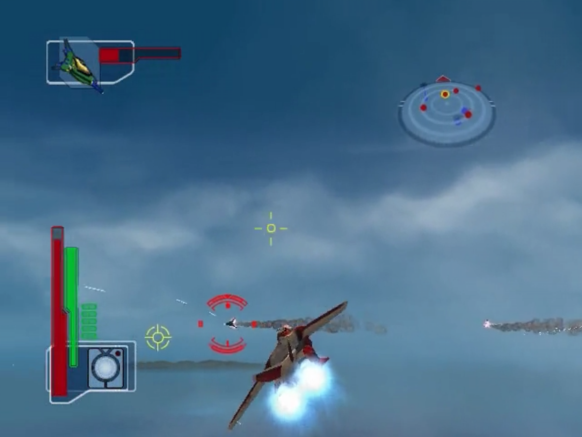 Robotech Battlecry gameplay for
GameCube game featuring aerial mech combat action inspired by the classic anime series 