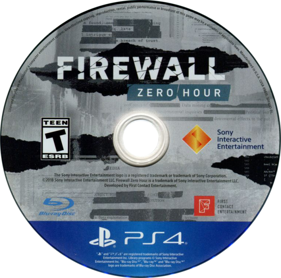 Firewall Zero Hour – PlayStation 4 (PS4) video game disc, tactical VR first-person shooter by Sony Interactive Entertainment