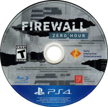 Firewall Zero Hour – PlayStation 4 (PS4) video game disc, tactical VR first-person shooter by Sony Interactive Entertainment
