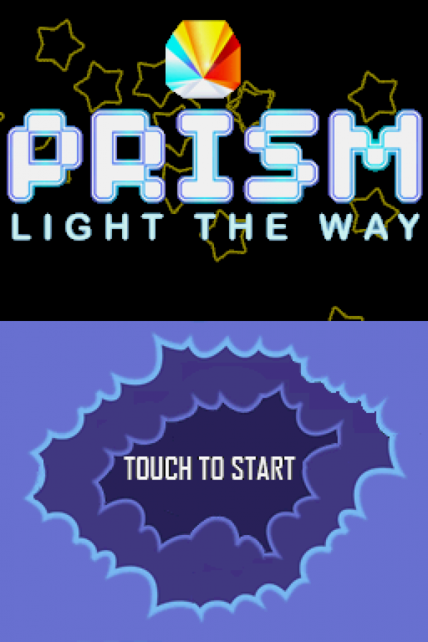 Prism: Light the Way start screen for Nintendo DS (DS) light-bending puzzle video game