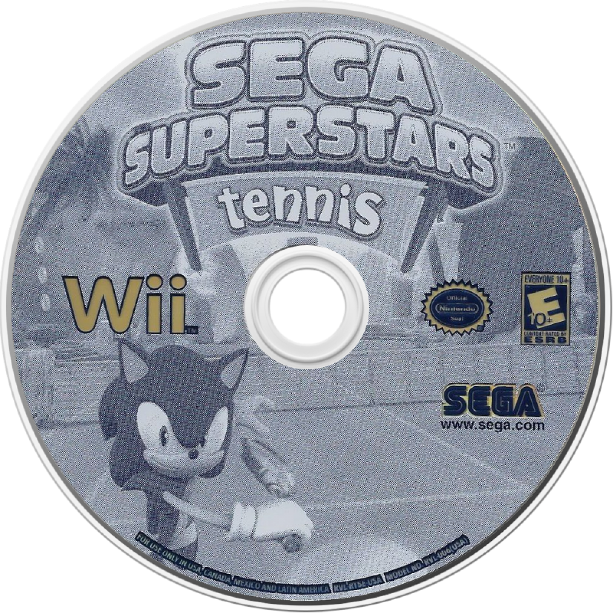 Sega Superstars Tennis Wii inspired design featuring arcade style tennis gameplay aesthetic iconic Sega characters colorful courts motion controlled matches fast paced multiplayer action family friendly sports competition nostalgic Nintendo Wii presentation disc