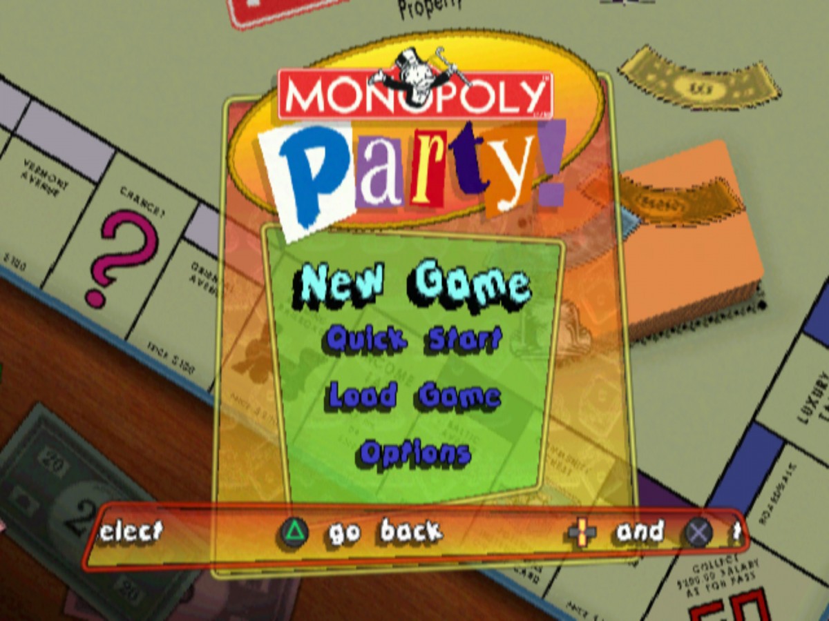 Monopoly Party PlayStation 2 (PS2) party board video game title screen