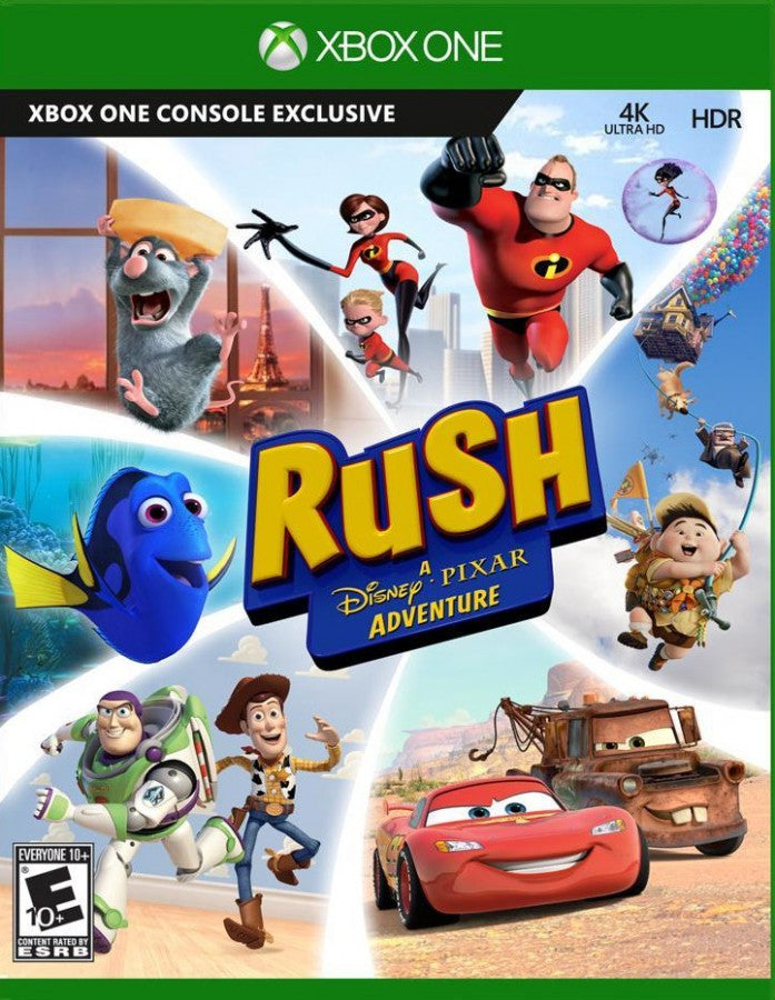 Rush: Disney Pixar Adventure – Xbox One (XONE) cover art for family-friendly adventure video game
