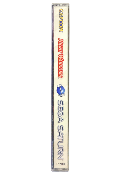 Night Warriors Darkstalkers Revenge Sega Saturn SS for fighting video game fans featuring supernatural characters fast paced arcade combat special moves combo attacks unique fighting styles colorful gothic environments multiplayer battles and classic Capcom arcade gameplay collectible retro Sega Saturn gaming appeal side of case