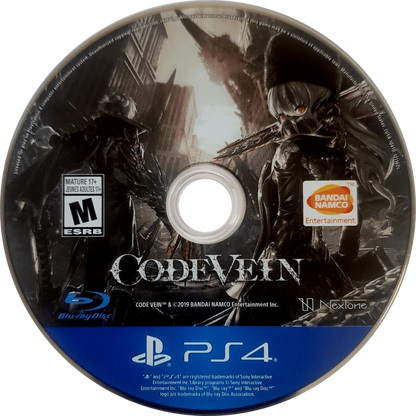 Code Vein disc cover art for PlayStation 4 (PS4) video game. 