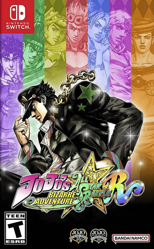 JoJo's Bizarre Adventure All-Star Battle R for Nintendo Switch fighting game featuring characters from across the JoJo series stylized anime battles special moves and versus gameplay cover