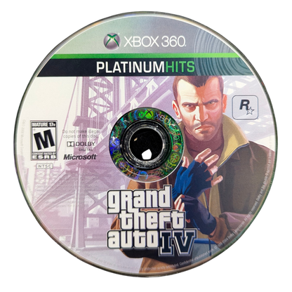 Grand Theft Auto IV [Platinum Hits] for Xbox 360 (X360) at Gamers INC, featuring Rockstar’s groundbreaking open-world crime epic starring Niko Bellic in Liberty City, with a gritty cinematic story, emergent sandbox gameplay, intense gunfights and driving, and robust multiplayer modes in a definitive budget-friendly Platinum Hits release disc