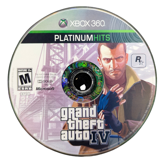 Grand Theft Auto IV [Platinum Hits] for Xbox 360 (X360) at Gamers INC, featuring Rockstar’s groundbreaking open-world crime epic starring Niko Bellic in Liberty City, with a gritty cinematic story, emergent sandbox gameplay, intense gunfights and driving, and robust multiplayer modes in a definitive budget-friendly Platinum Hits release disc