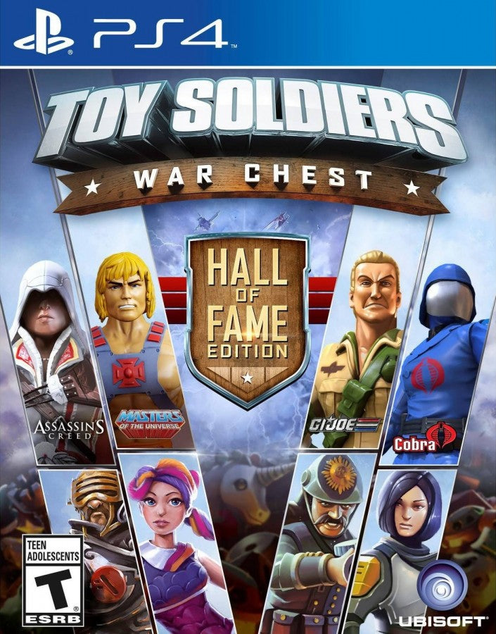 Toy Soldiers War Chest Hall of Fame Edition PS4 inspired design featuring action strategy warfare aesthetic miniature toy armies tower defense gameplay explosive battlefield combat iconic hero units imaginative military sandbox adventure presentation front cover
