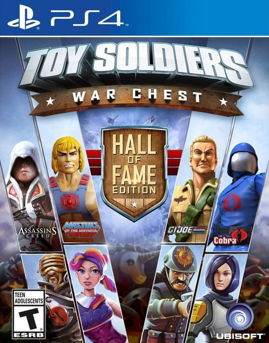 Toy Soldiers War Chest Hall of Fame Edition PS4 inspired design featuring action strategy warfare aesthetic miniature toy armies tower defense gameplay explosive battlefield combat iconic hero units imaginative military sandbox adventure presentation front cover