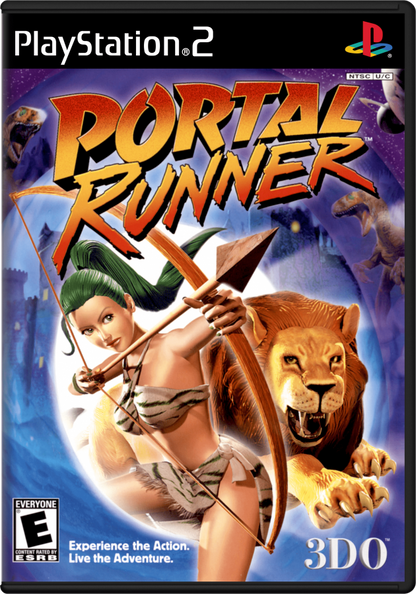 Portal Runner PS2 Sony PlayStation 2 action adventure platformer spin off from Army Men series tactical combat fantasy themed worlds time portals sword and ranged combat puzzle solving 3D exploration gameplay 3DO Company retro gaming PlayStation 2 software video game title cover art