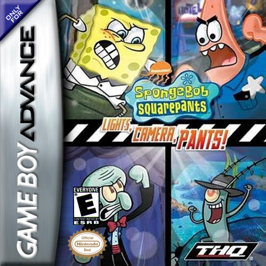 SpongeBob SquarePants: Lights Camera Pants cover art for Game Boy Advance (GBA) video game
