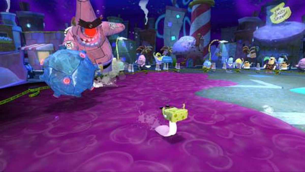 SpongeBob's Truth or Square Wii inspired design featuring cartoon platform adventure aesthetic Bikini Bottom exploration colorful underwater environments quirky humor motion controlled gameplay beloved Nickelodeon characters family friendly action nostalgic Nintendo Wii presentation gameplay
