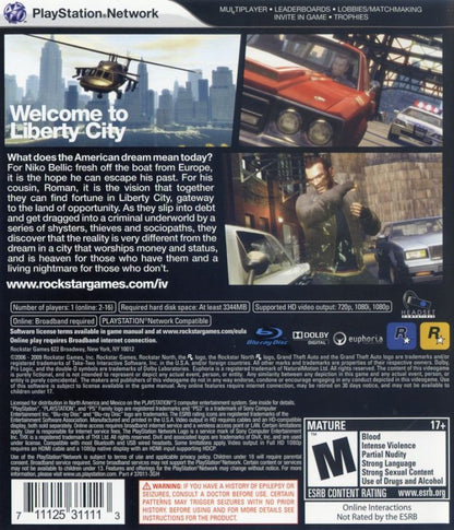 Grand Theft Auto IV Greatest Hits PS3 open-world action crime adventure game for PlayStation 3 back cover