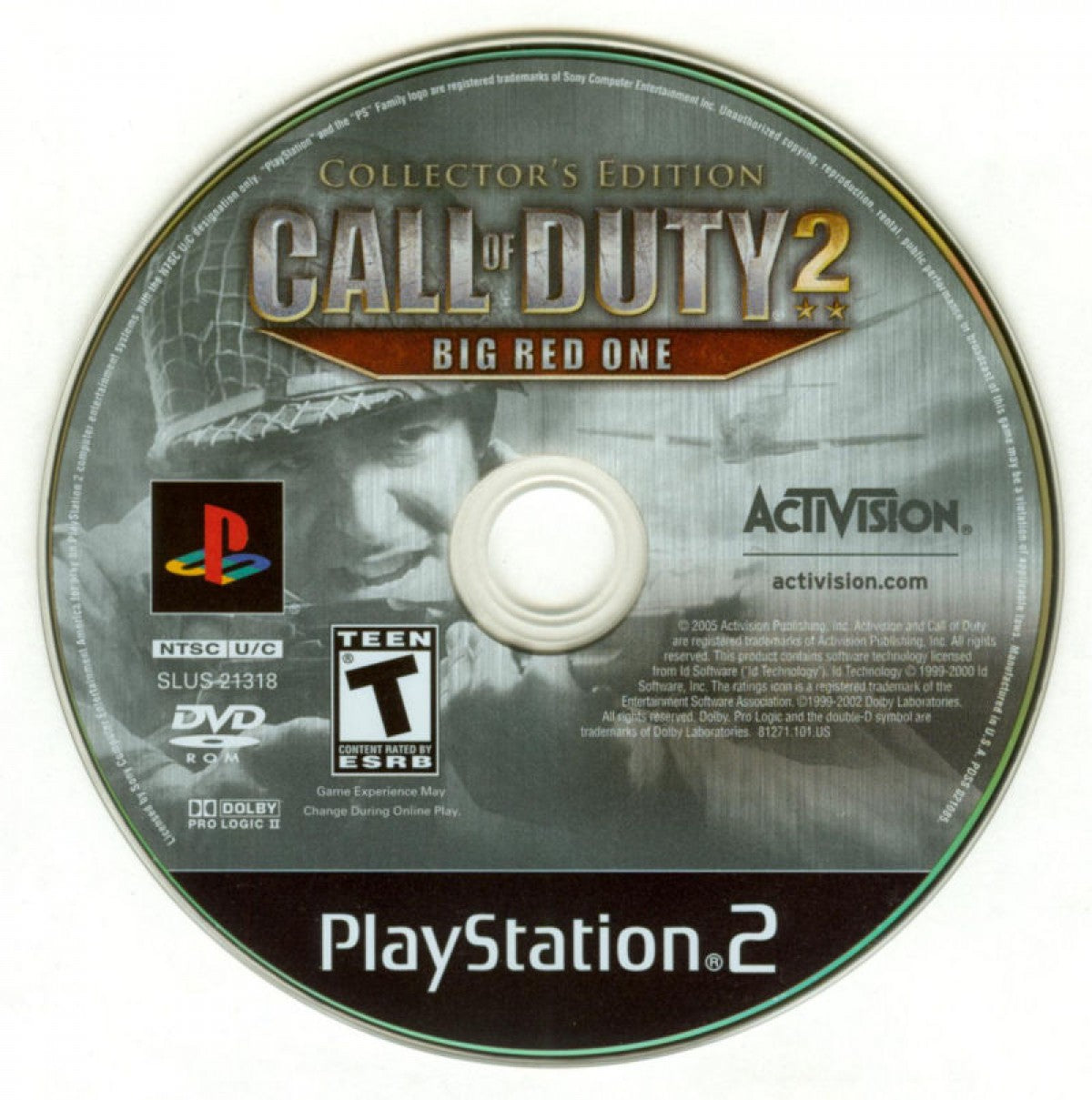 Call of Duty 2: Big Red One Collector’s Edition for PlayStation 2 with World War II themed military action disc