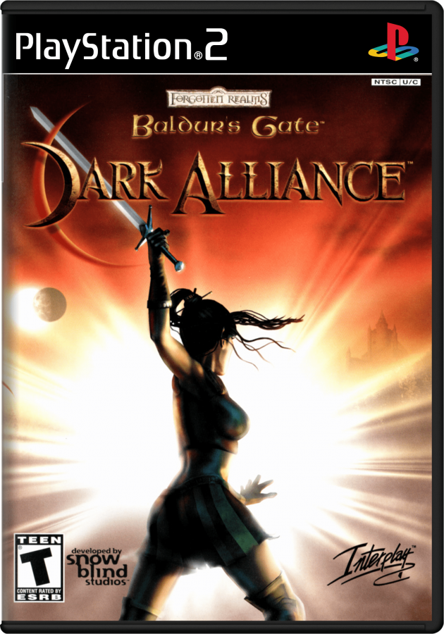 Baldur’s Gate: Dark Alliance for PlayStation 2 with action-RPG dungeon-crawling fantasy theme cover art