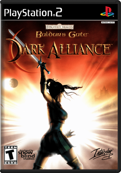 Baldur’s Gate: Dark Alliance for PlayStation 2 with action-RPG dungeon-crawling fantasy theme cover art