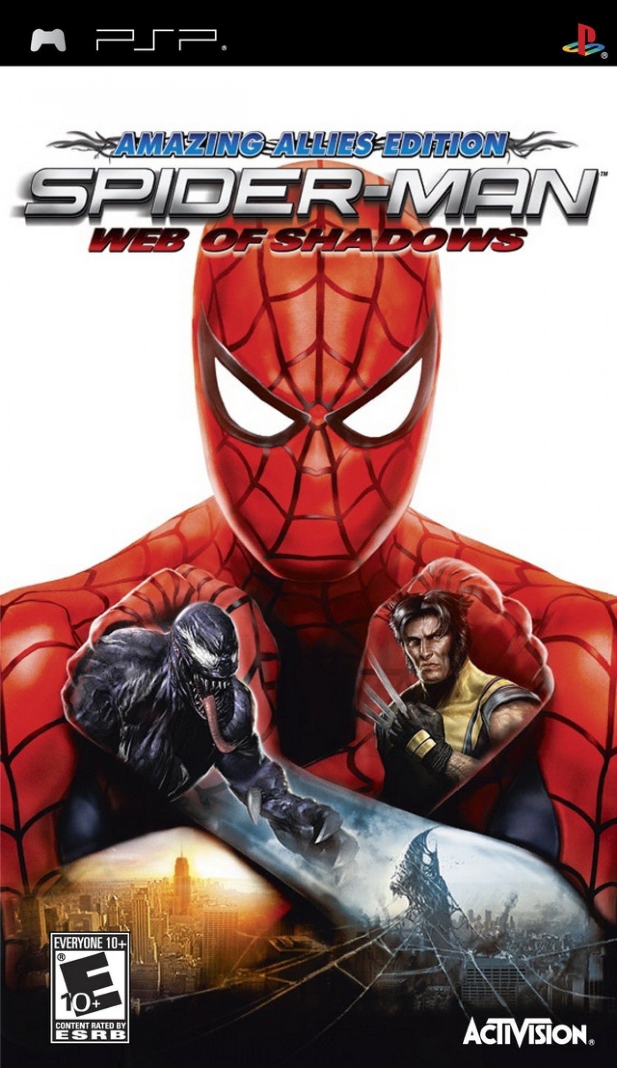 Spider-Man: Web of Shadows – Amazing Allies Edition cover art for PlayStation Portable (PSP) action-adventure game