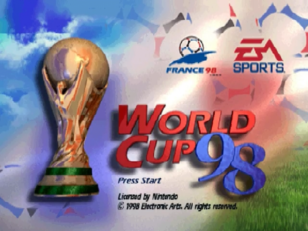 World Cup 98 title screen for Nintendo 64 (N64) video game
