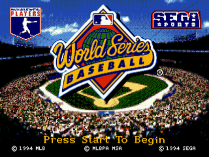 World Series Baseball title screen for Sega Genesis (GEN) video game