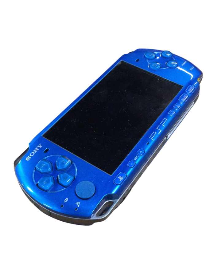 PlayStation Portable 3000 Blue Sony PSP 3000 handheld console in blue color slim portable gaming system UMD disc drive widescreen display WiFi capable retro gaming device