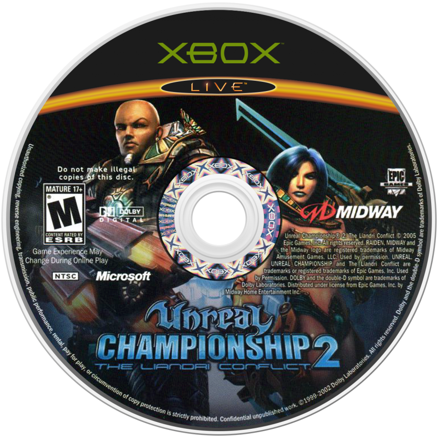 Unreal Championship 2: The Liandri Conflict retro Xbox video game Unreal Championship 2 The Liandri Conflict fast paced arena shooter third person combat multiplayer competitive FPS style action game Xbox release disc