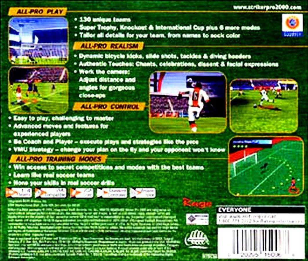Striker Pro 2000 back cover art for Sega Dreamcast (DC) video game
