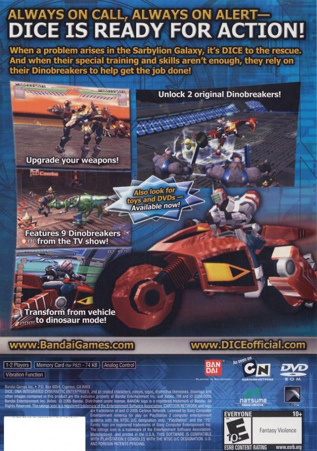 DICE DNA Integrated Cybernetic Enterprises PS2 PlayStation 2 sci fi action adventure game retro video game back of case