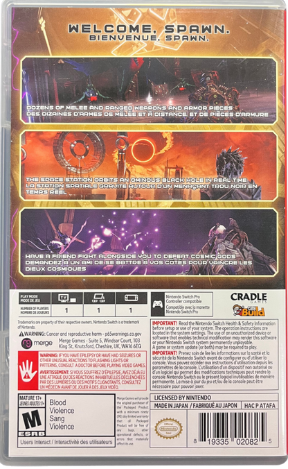 Hellpoint Nintendo Switch inspired design featuring dark sci fi action role playing adventure aesthetic mysterious space station exploration challenging melee combat cosmic horror atmosphere futuristic technology immersive character progression and survival gameplay presentation back cover 