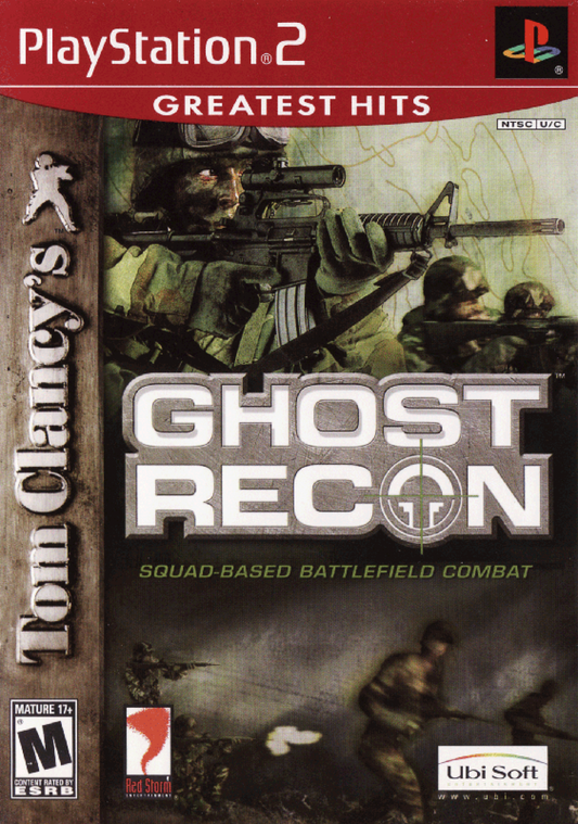 Tom Clancy's Ghost Recon [Greatest Hits] – PlayStation 2 (PS2) video game cover image, tactical shooter.