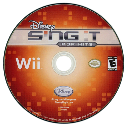 Disney Sing It: Pop Hits disc for Nintendo Wii (Wii) video game