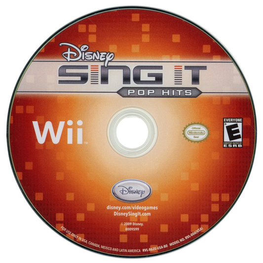 Disney Sing It: Pop Hits disc for Nintendo Wii (Wii) video game