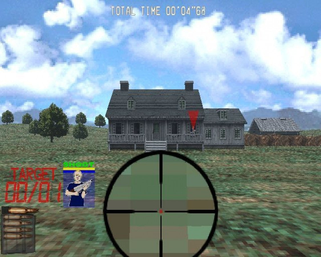 Silent Scope – PlayStation 2 (PS2) video game gameplay, arcade light-gun shooter.