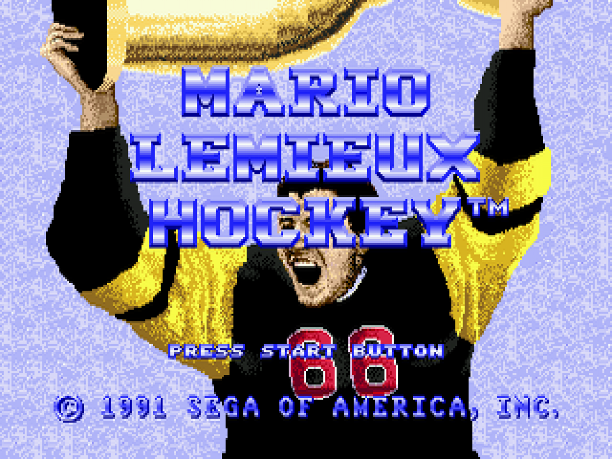 Mario Lemieux Hockey title screen for Sega Genesis (GEN) video game
