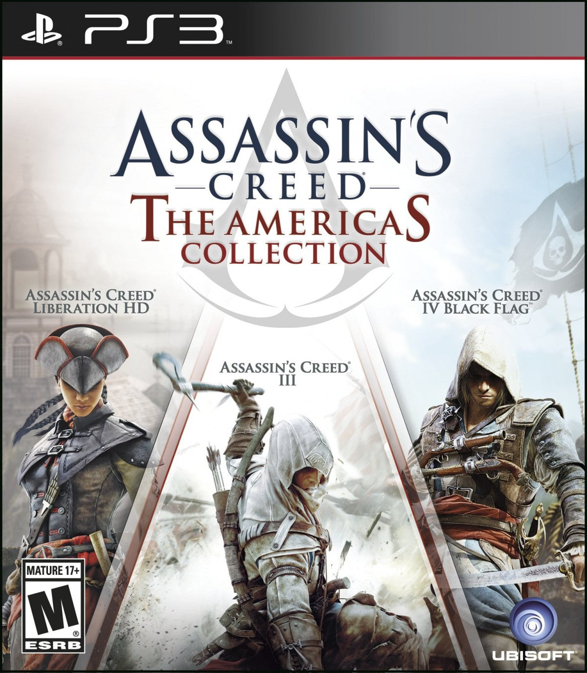 Assassin's Creed The Americas Collection PlayStation 3 PS3 for retro video game enthusiasts featuring action adventure gameplay open world exploration stealth based missions historical settings parkour traversal cinematic storytelling multiple Assassin's Creed adventures and collectible gaming appeal front cover