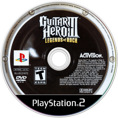Guitar Hero III: Legends of Rock disc art for Playstation 2 (PS2) video game
