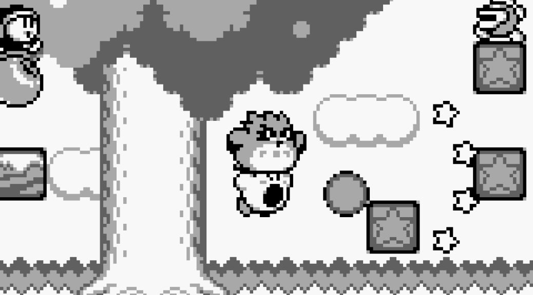 Kirby's Dream Land 2 [CIB] for Game Boy (GB) featuring a charming side scrolling platform adventure where Kirby teams up with animal friends to gain new abilities; explore colorful stages defeat King Dedede and save Dream Land in this complete in box handheld classic gameplay screenshot