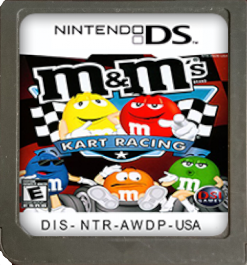 M&M’s Kart Racing Nintendo DS video game, arcade-style racing, colorful candy-themed tracks, family-friendly handheld console title cartridge