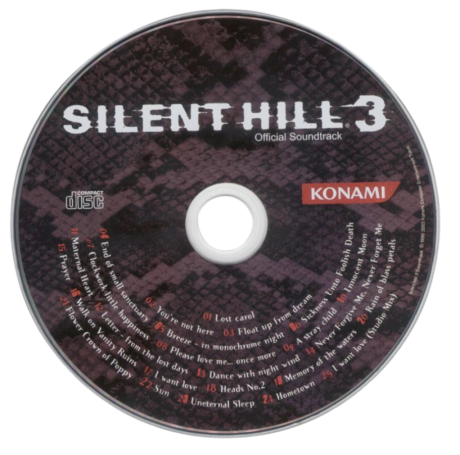 Silent Hill 3 – PlayStation 2 (PS2) video game soundtrack disc, survival horror game.
