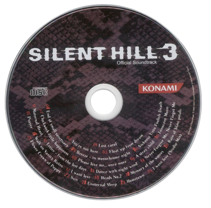 Silent Hill 3 – PlayStation 2 (PS2) video game soundtrack disc, survival horror game.