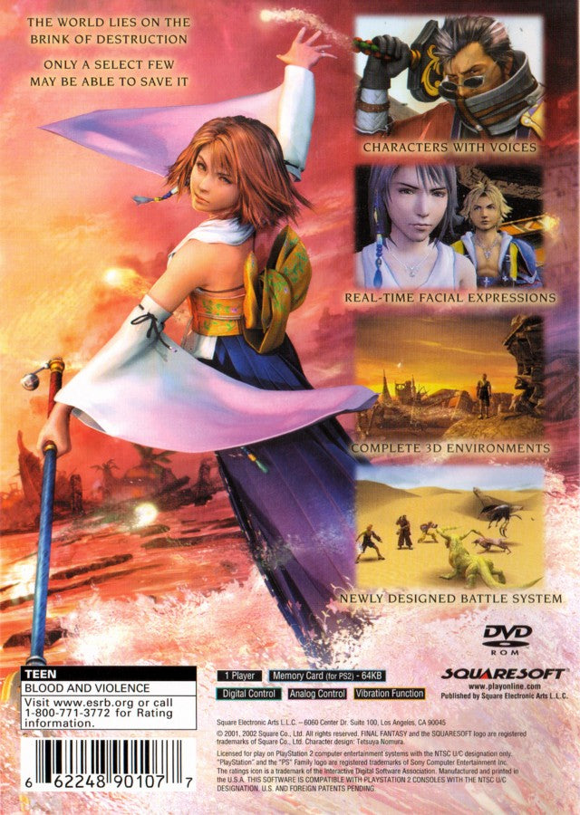 Final Fantasy X [Greatest Hits] back cover art for PlayStation 2 [PS2] video game