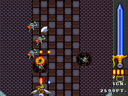 Phelios Sega Genesis vertical shoot-em-up Greek mythology theme Apollo arrows ascending temple stages mythological beasts and gods gameplay 