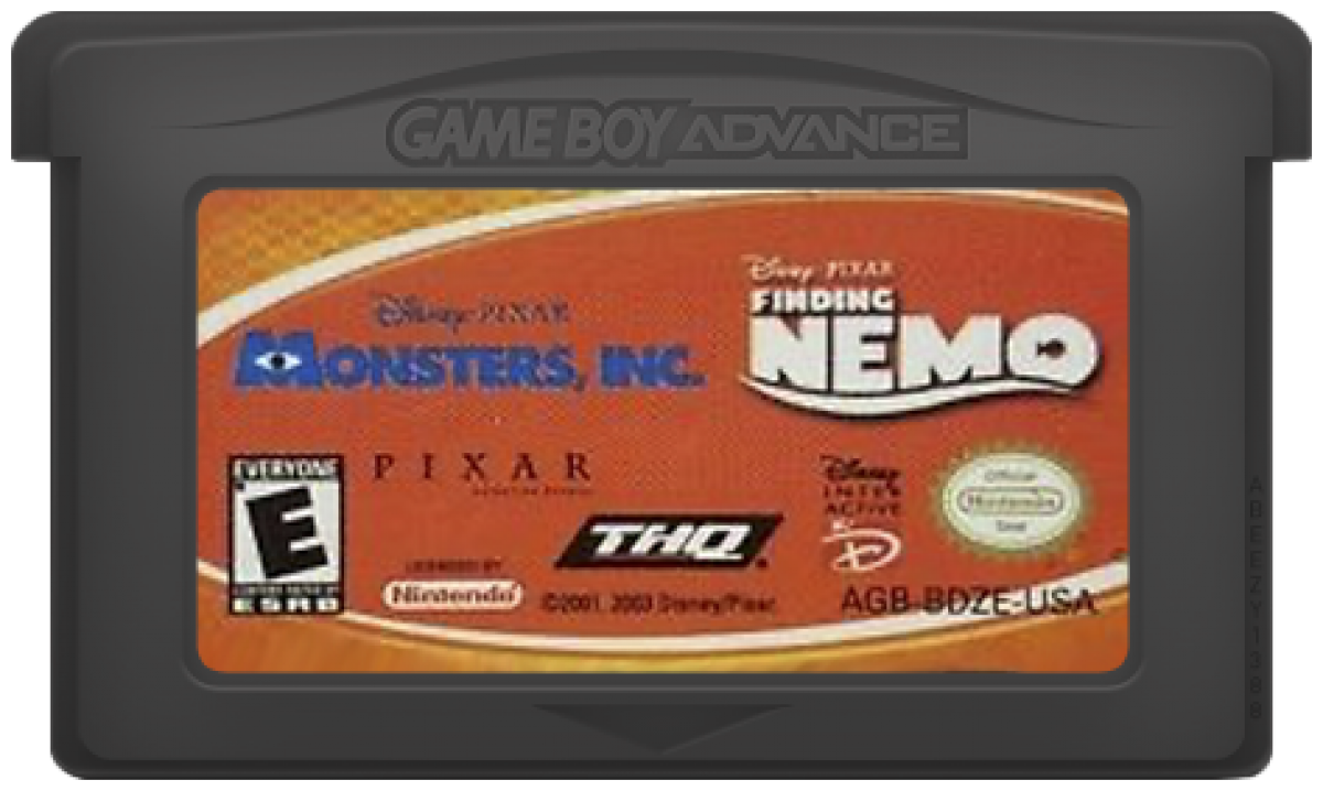 Disney Pixar Finding Nemo / Monsters Inc [2 Pack] cartridge for Game Boy Advance (GBA) video game