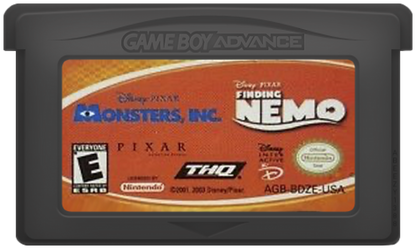 Disney Pixar Finding Nemo / Monsters Inc [2 Pack] cartridge for Game Boy Advance (GBA) video game