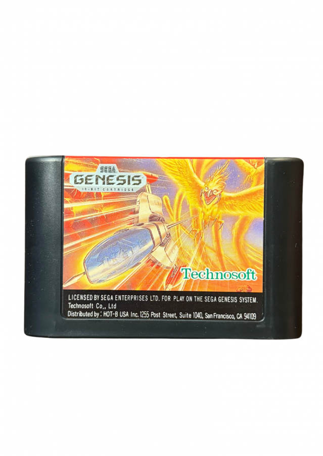 Thunder Force III Sega Genesis video game cartridge classic 16 bit shoot em up action game for retro gaming collectors Sega fans vintage video game enthusiasts Genesis game collection and classic gaming fans front of cartridge